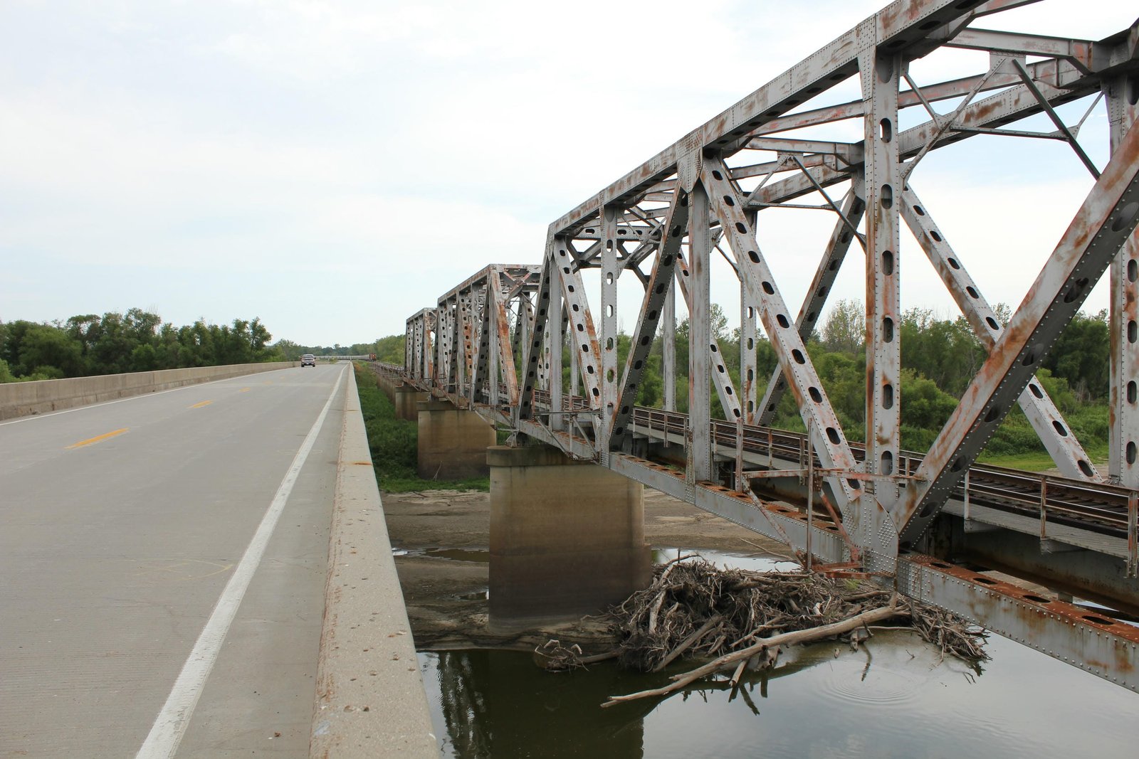Looking south along truss spans